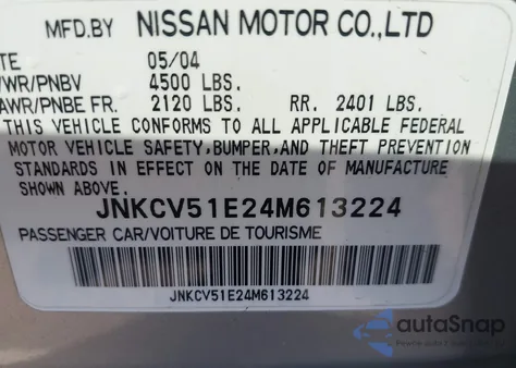 2004 Infiniti G35 z USA, uszkodzony, nr VIN JNKCV51E24M613224